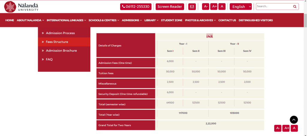 Courses and Fees in 2024